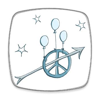 Peace Arrow Peace in blue - Square fridge magnet - white - Front