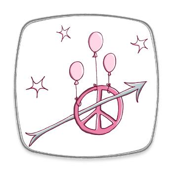 Peace Pfeil Frieden in pink - Viereckiger Kühlschrankmagnet - Weiß - Vorne