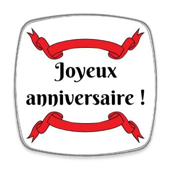 Joyeux Anniversaire, rubans rouges, fête - Magnet carré - blanc - Devant