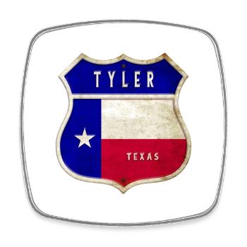 Drapeaux à écusson Tyler Texas - Magnet carré - blanc - Devant