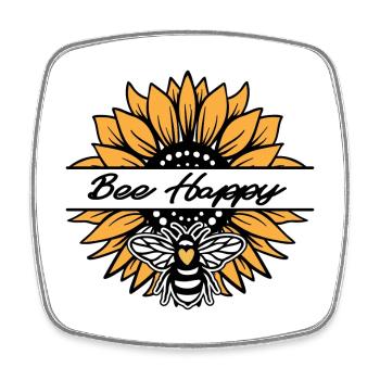 Sunflower - Bee happy - Magnet carré - blanc - Devant