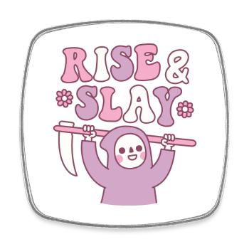 Süßer Sensenmann Rise And Slay Funny Retro - Viereckiger Kühlschrankmagnet - Weiß - Vorne