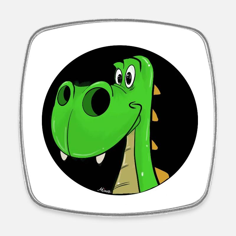 Dinosaure - Magnet carré - blanc