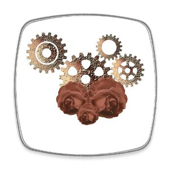 tolle steampunk mode, Zahnräder und Rosenmuster - Viereckiger Kühlschrankmagnet - Weiß - Vorne