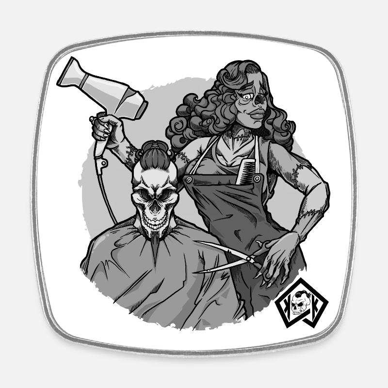 Coiffeur, Coiffeur, Coiffeur, Coiffeur, Crâne - Magnet carré - blanc
