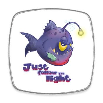 Just follow the Light - Magnet carré - blanc - Devant