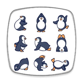 Oiseaux Piguin Pôle Sud Danse Animal Oiseau marin - Magnet carré - blanc - Devant