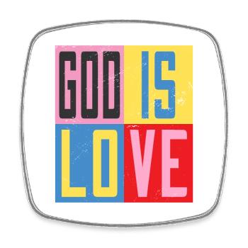 Gott ist Liebe - Viereckiger Kühlschrankmagnet - Weiß - Vorne