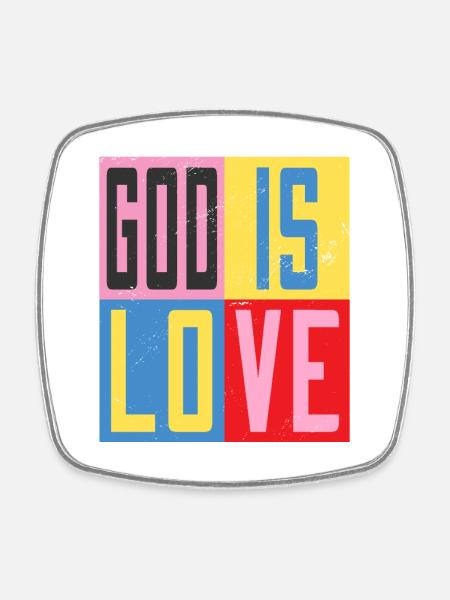 God is love - Square fridge magnet - white
