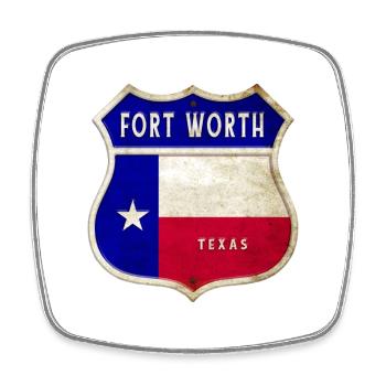 Design du drapeau texan de Fort Worth - Magnet carré - blanc - Devant