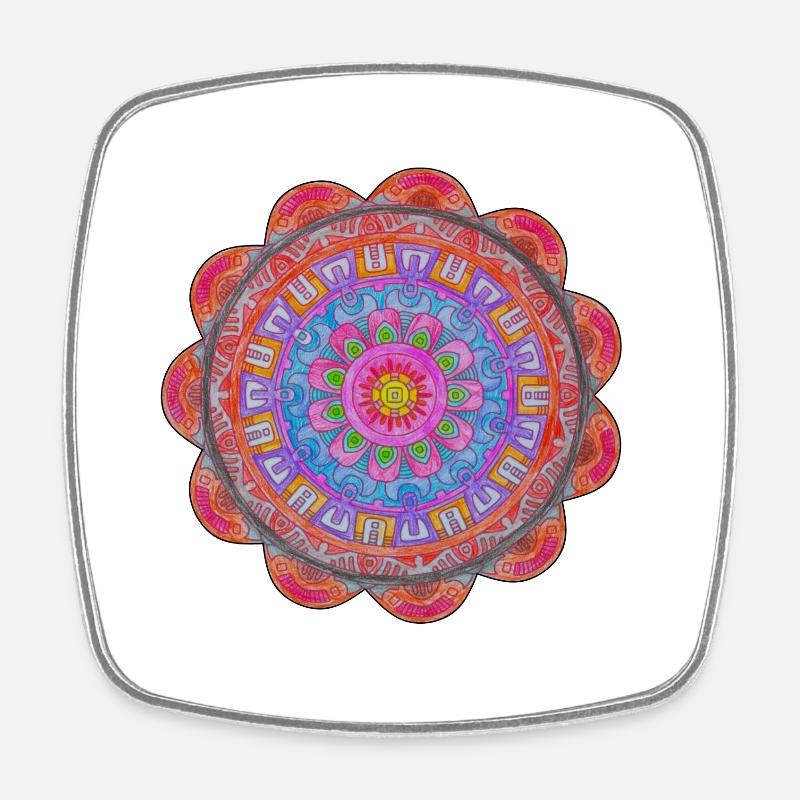 Explosion de couleurs du Cercle Mandala - Magnet carré - blanc
