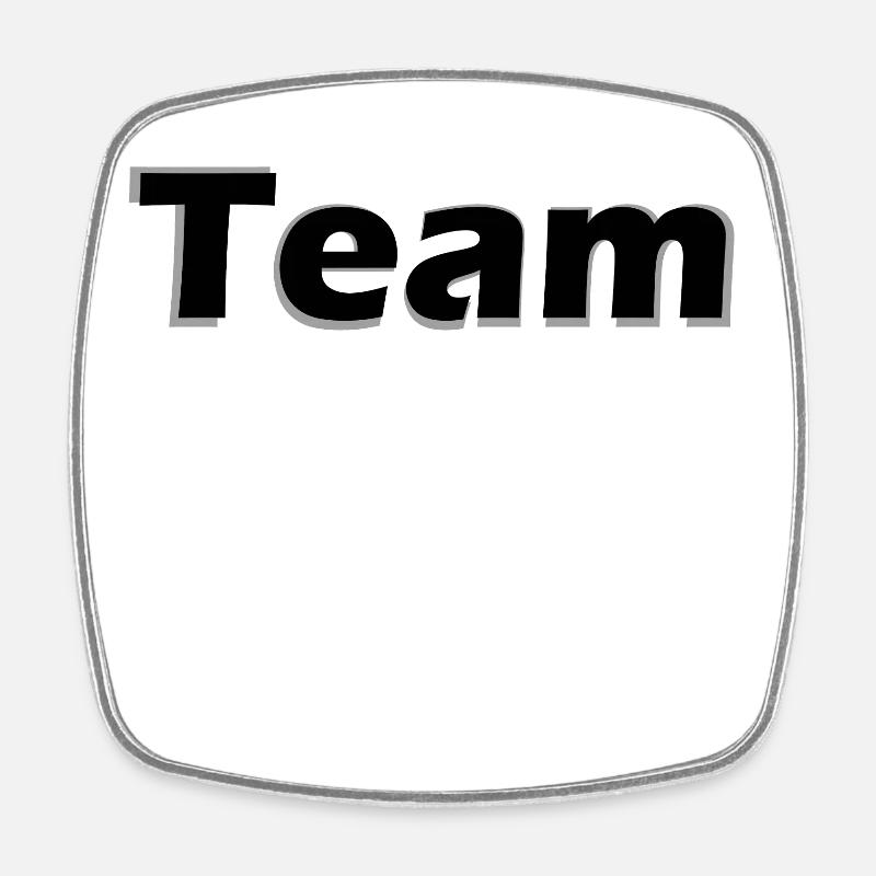 Monochrome Learning Typo Design: Team - Square fridge magnet - white