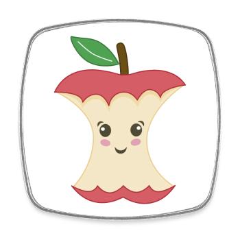 Kawaii Apple Trognon - Square fridge magnet - white - Front