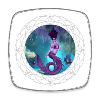 Wonderful mermaid in the deep ocean - Square fridge magnet - white - Front