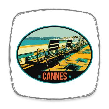 Cannes, Frankreich, Blick auf die Croisette - Viereckiger Kühlschrankmagnet - Weiß - Vorne