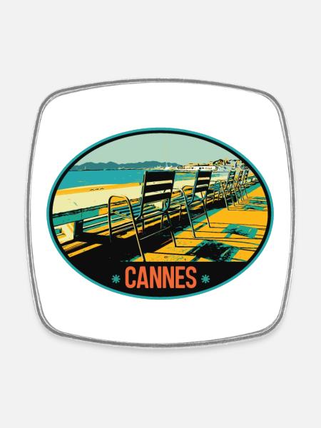 Cannes France vue de la Croisette - Magnet carré - blanc