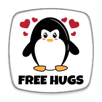 Animal Heart Sweet Penguin Statement Bird Zoo - Square fridge magnet - white - Front