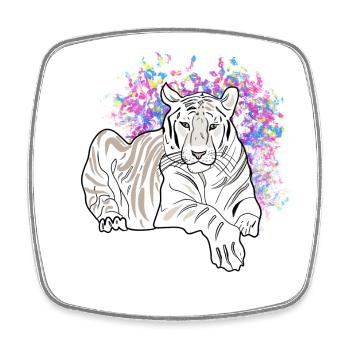 LYING TIGER - Square fridge magnet - white - Front