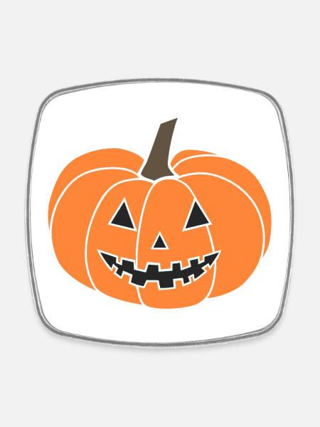 Kürbis-Jack-o'-Laterne - Viereckiger Kühlschrankmagnet - Weiß
