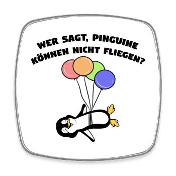 Cool Pinguin Luftballon Statement Vogel Tier - Viereckiger Kühlschrankmagnet - Weiß - Vorne