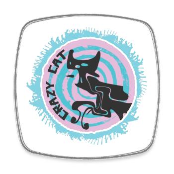 Unusual cat design - Square fridge magnet - white - Front