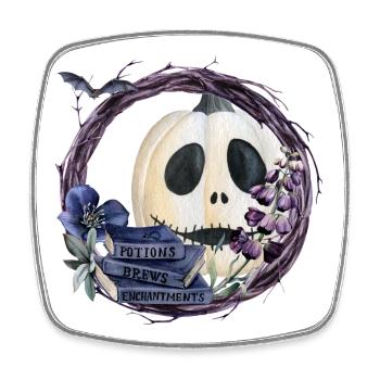 Citrouille d’Halloween - Magnet carré - blanc - Devant