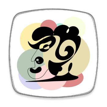 Homme au dessin au trait - Magnet carré - blanc - Devant