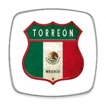 Design des armoiries de Torreón Mexico - Magnet carré - blanc - Devant