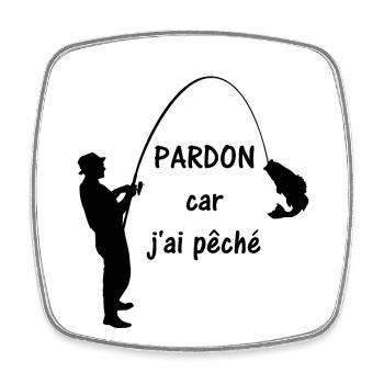 Pardon j'ai pêché - Magnet carré - blanc - Devant