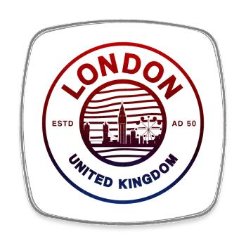 London Rundstempel Skyline - Viereckiger Kühlschrankmagnet - Weiß - Vorne