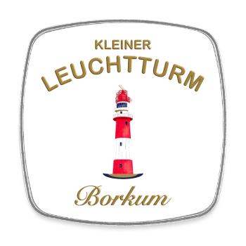 Borkum Kleiner Leuchtturm, Wahrzeichen, goldfarben - Viereckiger Kühlschrankmagnet - Weiß - Vorne