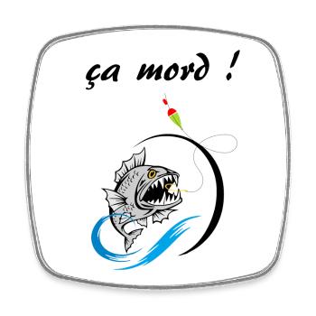 ça mord - Magnet carré - blanc - Devant
