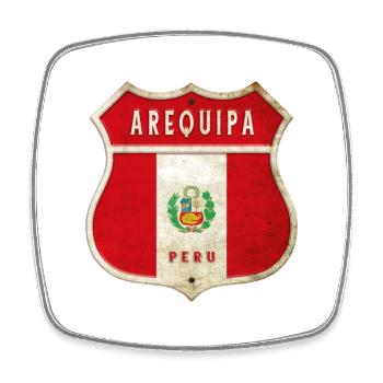Design du drapeau des armoiries du Pérou - Magnet carré - blanc - Devant