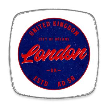 London England UK - Square fridge magnet - white - Front