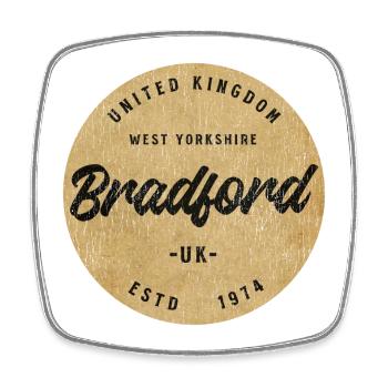 Bradford UK Vintage Rundlogo 1974 - Viereckiger Kühlschrankmagnet - Weiß - Vorne