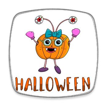 Halloween pumpkin as a cute vampire for children - Square fridge magnet - white - Front