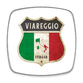 Viareggio Italien Wappen Flaggen Design - Viereckiger Kühlschrankmagnet - Weiß - Vorne