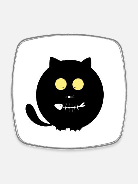 Poisson Bouche Chat - Magnet carré - blanc