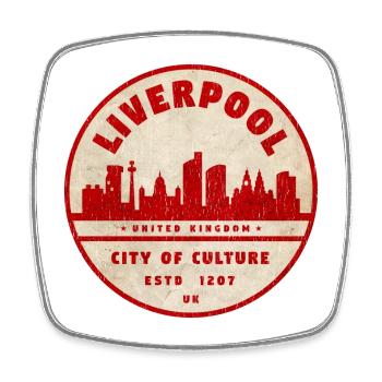Sceau vintage de Liverpool Skyline - Magnet carré - blanc - Devant