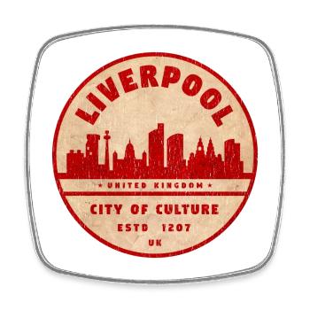 Liverpool City Culture Vintage Siegel - Viereckiger Kühlschrankmagnet - Weiß - Vorne
