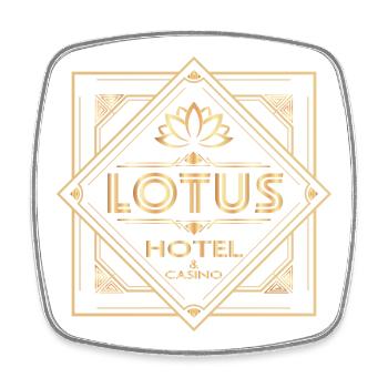 Lotus Hotel & Casino– Percy Jackson inspired desig - Square fridge magnet - white - Front