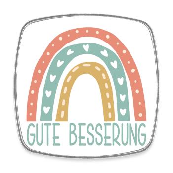 Gute Besserung - Krankenhaus Aufenthalt REGENBOGEN - Viereckiger Kühlschrankmagnet - Weiß - Vorne