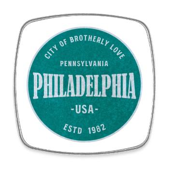 Philadelphia Vintage Tee - Viereckiger Kühlschrankmagnet - Weiß - Vorne