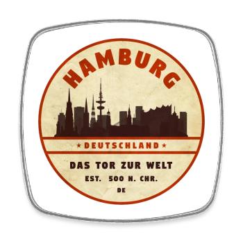 Hamburg Skyline Vintage Kreis - Viereckiger Kühlschrankmagnet - Weiß - Vorne