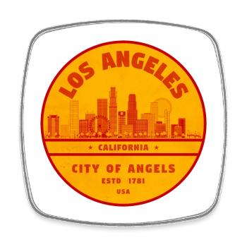 Sunstamp Los Angeles Skyline - Magnet carré - blanc - Devant
