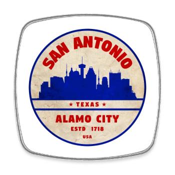 San Antonio Skyline Retro Badge - Square fridge magnet - white - Front