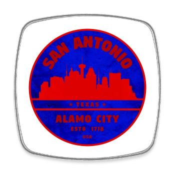 San Antonio Skyline Retro Badge - Square fridge magnet - white - Front