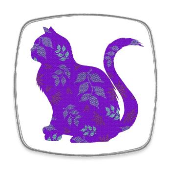 sitzende katze, gemustert, Blumen Outfits - Viereckiger Kühlschrankmagnet - Weiß - Vorne
