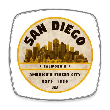 San Diego Retro Wappen - Viereckiger Kühlschrankmagnet - Weiß - Vorne