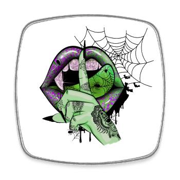 Green Vampire lips - Square fridge magnet - white - Front